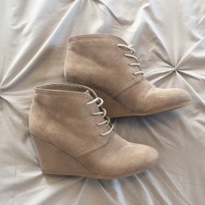 wedge lace up booties